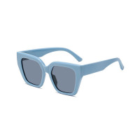 Square Frame Contrast Paneled Sunglasses - blue