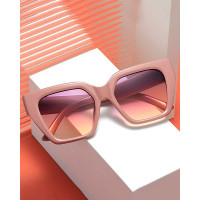 Square Frame Contrast Paneled Sunglasses - purple