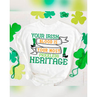 St. Patrick's Day Cartoon Letter Print Short Sleeve T-shirt - white