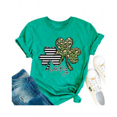 St. Patrick's Day Letter Clover Print Casual T-shirt - green