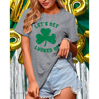 St. Patrick's Day Lucky Clover Print Round Neck Casual T-shirt - style2