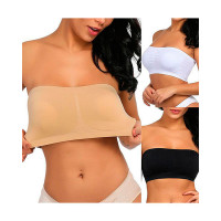 Strapless Bandeau Bralette Invisible Bra - Apricot