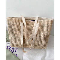 Straw Large Capacity Beach Tote Bag - nude