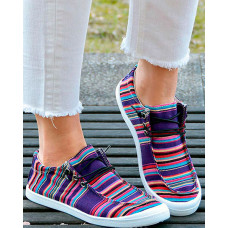 Striped Lace-Up Canvas Slip-On - Multicolor