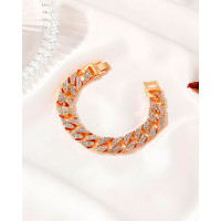 Studded Chain Wide Bracelet - gold