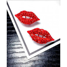 Studded Lip Pattern Earrings - red