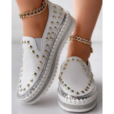 Studded Platform Casual Slip-On - beige