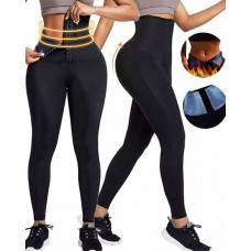 Sweat Sauna Body Shaper Tummy Control Thermo Neoprene Gym Weight Loss Slimming Active Pants - black