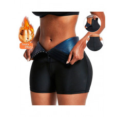 Sweat Sauna Shapewear Tummy Control Waist Trainer Shorts Yoga Fitness Workout Body Shaper - black