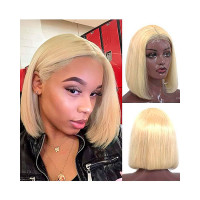 Synthetic Blonde Straight Bob Wig - gold