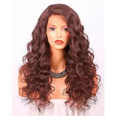 Synthetic Glueless Wig Middle Part Wavy Wig - Wine red