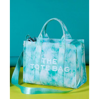 Tie Dye Letter Print Large Capacity Crossbody Tote Bag - green