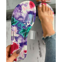 Tie Dye Print Clear Perspex Open Toe Slippers - purple