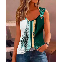 Tie Dye Print Eyelet Casual Tank Top - green