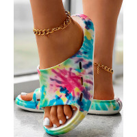 Tie Dye Print Non Slip Summer Beach Slippers - Multicolor