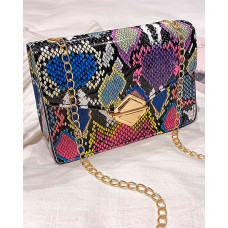 Tie Dye Print Ombre Chain Strap Crossbody Bag - Multicolor