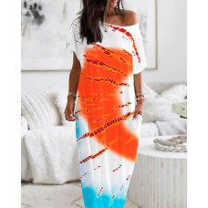 Tie Dye Print Pocket Detail Maxi Dress - Multicolor