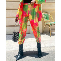 Tie Dye Print Work Pants - Multicolor