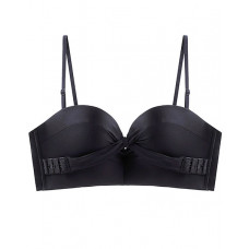 Tied Detail Push Up Seamless Wireless Bra - black