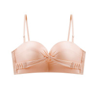 Tied Detail Push Up Seamless Wireless Bra - nude