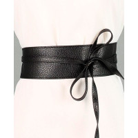 Tied Detail Wide Fashion Waist Belt - black