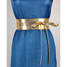 Tied Detail Wide Fashion Waist Belt - gold