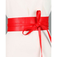 Tied Detail Wide Fashion Waist Belt - red