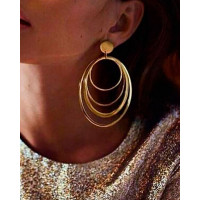 Tiered Ring Decor Drop Earring - gold