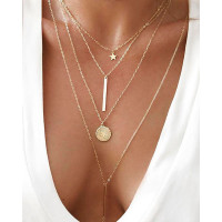 Tiered Star Pendant Necklace - gold