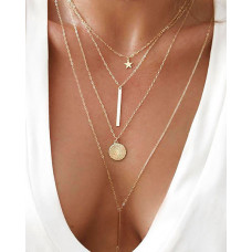 Tiered Star Pendant Necklace - gold