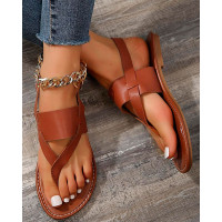 Toe Post Slingback Beach Sandals - brown