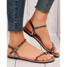 Toe Ring Ankle Strap Slingback Summer Beach Sandals - coffee