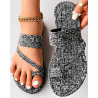 Toe Ring Summer Casual Flip Flops - gray