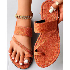 Toe Ring Summer Casual Flip Flops - orange