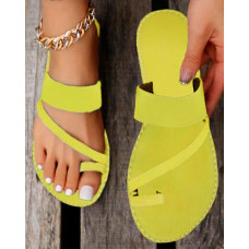 Toe Ring Summer Casual Flip Flops - yellow