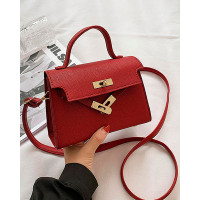 Top Handle Trendy Crossbody Satchel Bag - red