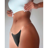 Transparent Strap Thong Panty - black