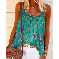 Tribal Print Flowy Cami Top - green