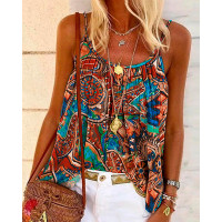 Tribal Print Flowy Cami Top - Multicolor