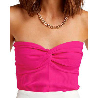 Twist Front Bandeau Tank Top - hot pink