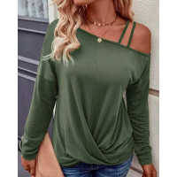 Twist Hem Cold Shoulder Top - green