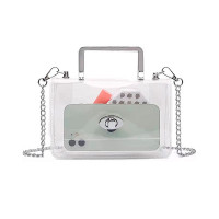 Twist Lock Clear See Through Satchel Bag With Inner Pouch - white