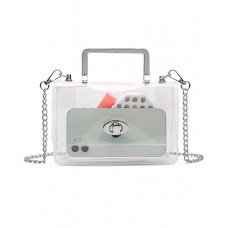 Twist Lock Clear See Through Satchel Bag With Inner Pouch - white