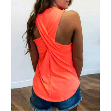 Twist Racerback Casual Tank Top - orange