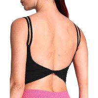 Twisted Backless Double Strap Padded Cami Top - black