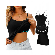 U-Neck Padded Basics Cami Top - black