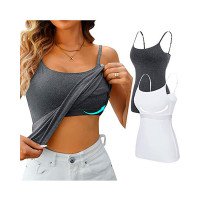 U-Neck Padded Basics Cami Top - gray