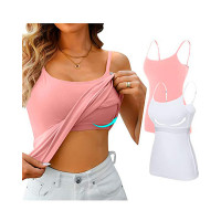 U-Neck Padded Basics Cami Top - pink