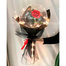 Valentine's Day Gift Rose Flower Bouquet Luminous Bobo Balloon With LED Lights - black