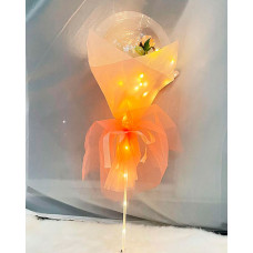 Valentine's Day Gift Rose Flower Bouquet Luminous Bobo Balloon With LED Lights - champagne